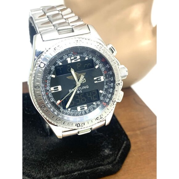 Breitling B-1 Men's Watch Pilot A68362 Swiss Quartz Analog Digital Steel 44mm - Picture 12 of 13